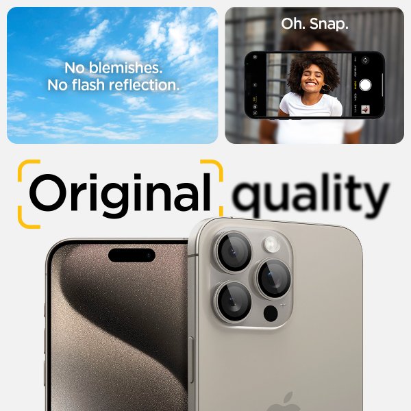 Spigen iPhone 15 Pro/iPhone 15 Pro Max kamerans suoja GLAS.tR EZ Fit Optik Pro 2 kpl Natural Titanium
