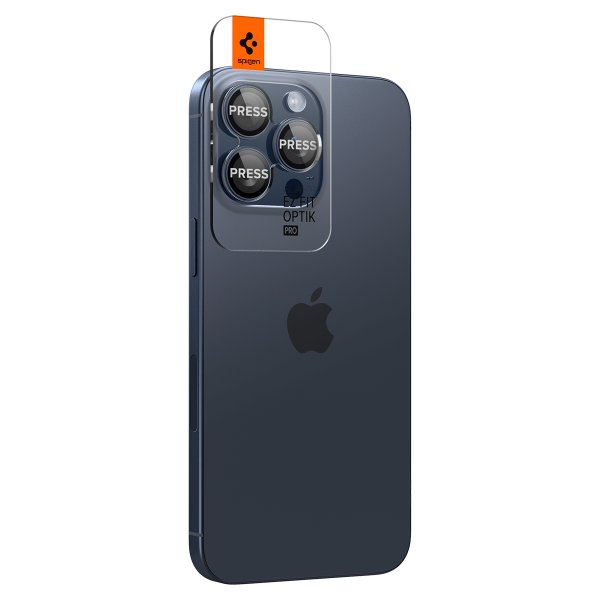 Spigen iPhone 15 Pro/iPhone 15 Pro Max kameransuoja GLAS.tR EZ Fit Optik Pro 2-pakkaus Blue Titanium