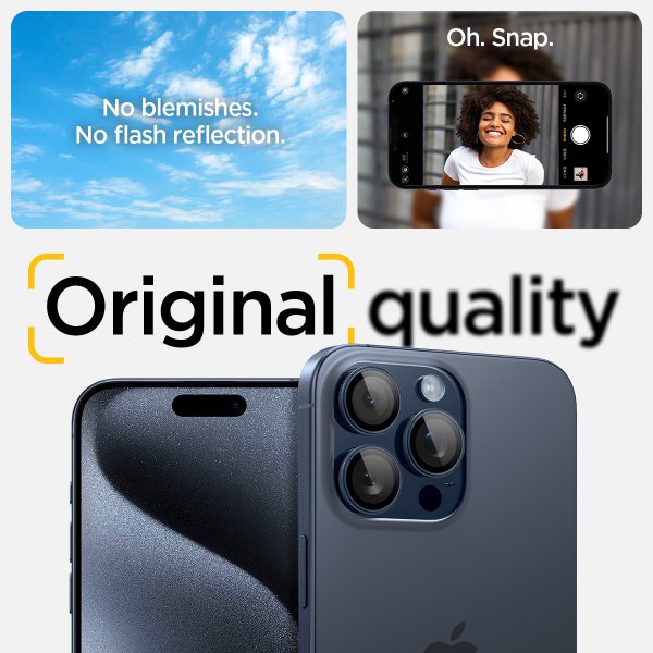 Spigen iPhone 15 Pro/iPhone 15 Pro Max kameransuoja GLAS.tR EZ Fit Optik Pro 2-pakkaus Blue Titanium