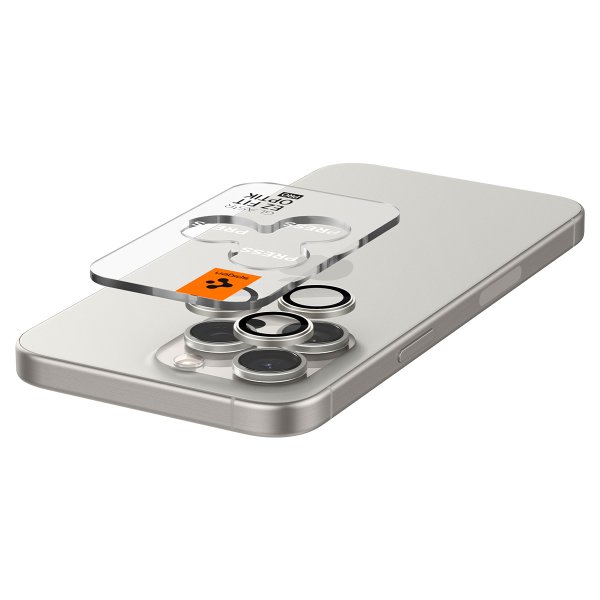Spigen iPhone 15 Pro/iPhone 15 Pro Max kameransuoja GLAS.tR EZ Fit Optik Pro 2-pakkaus White Titanium