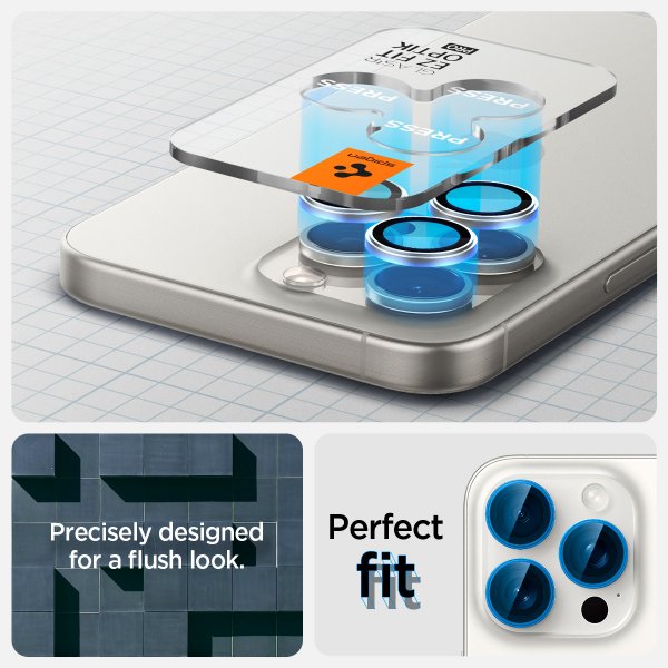 Spigen iPhone 15 Pro/iPhone 15 Pro Max kameransuoja GLAS.tR EZ Fit Optik Pro 2-pakkaus White Titanium