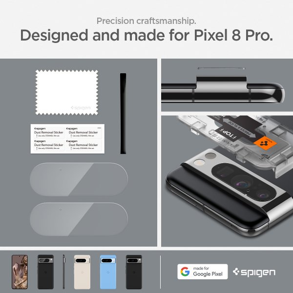 Spigen Google Pixel 8 Pro Kamerasuojalasi Glas.tR EZ Fit Optik Crystal Clear 2 kpl