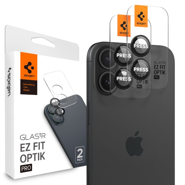 Spigen iPhone 16/iPhone 16 Plus -kameransuoja GLAS.tR EZ Fit Optik Pro, 2 kpl, musta