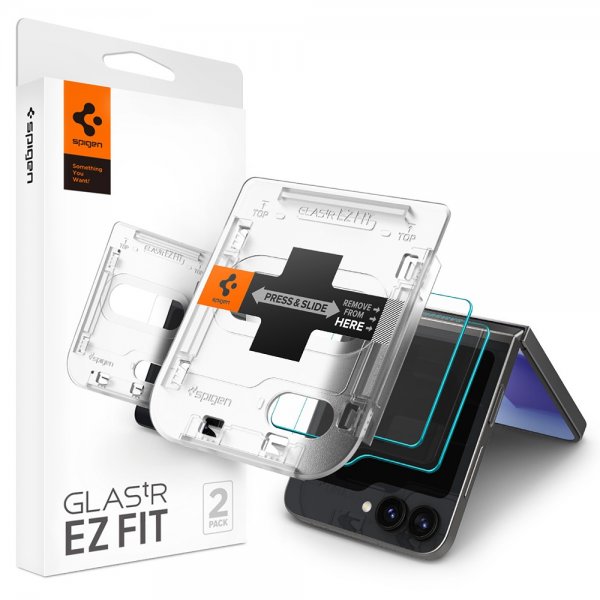 Spigen Samsung Galaxy Z Flip 6/Flip 7 FE Näytönsuoja GLAS.tR EZ Fit 2-pakkaus