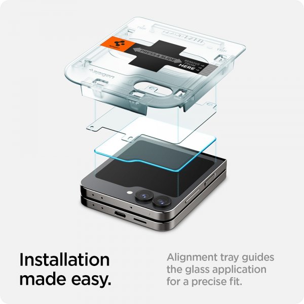 Spigen Samsung Galaxy Z Flip 6/Flip 7 FE Näytönsuoja GLAS.tR EZ Fit 2-pakkaus