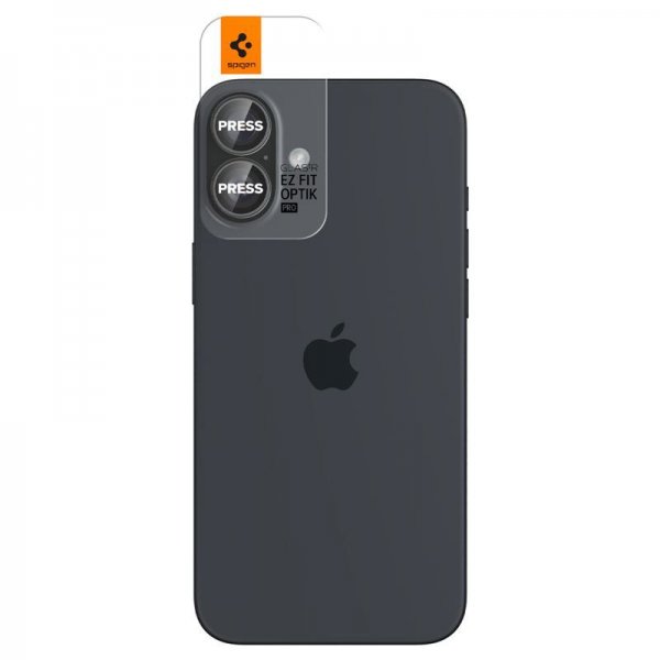 Spigen iPhone 16/16 Plus/17 Kameran suoja GLAS.tR EZ Fit Optik Pro 2-pakkaus Crystal Clear
