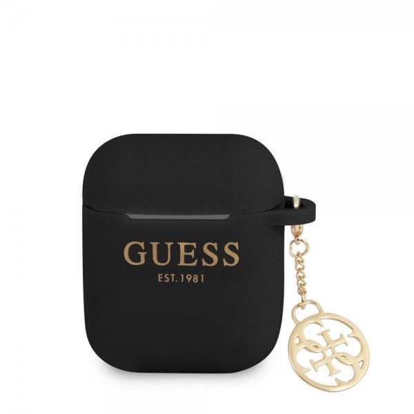 Guess AirPods 1/2 Kuoret Classic Logo 4G Charm Musta