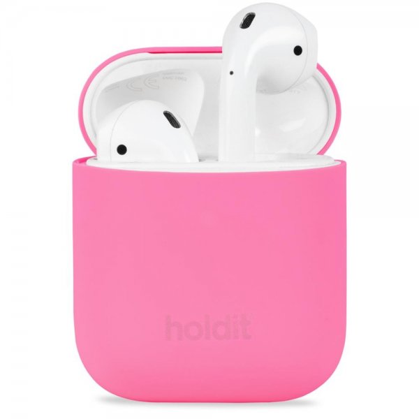 holdit AirPods 1/2 Kuori Silikoni Kirkkaanvaaleanpunainen