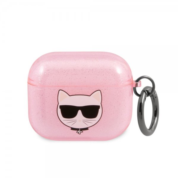 Karl Lagerfeld AirPods 3 Kuori Embossed Choupette Glitter Pink