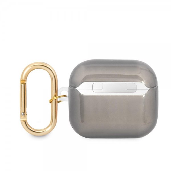 Guess AirPods 3 -kuoret Printed Stripe & Gold Hook, musta
