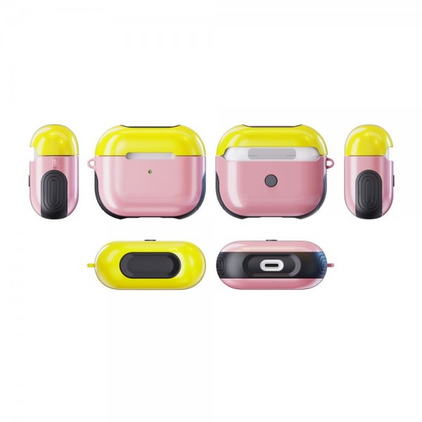 AirPods 3 -kuori, kumipinnoitettu, vaaleanpunainen, keltainen