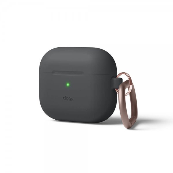 Elago AirPods 3 -silikonisuojakuori ripustimella, tummanharmaa