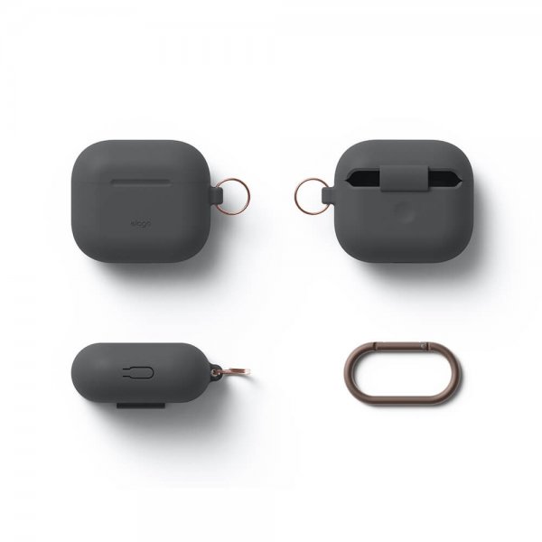 Elago AirPods 3 -silikonisuojakuori ripustimella, tummanharmaa