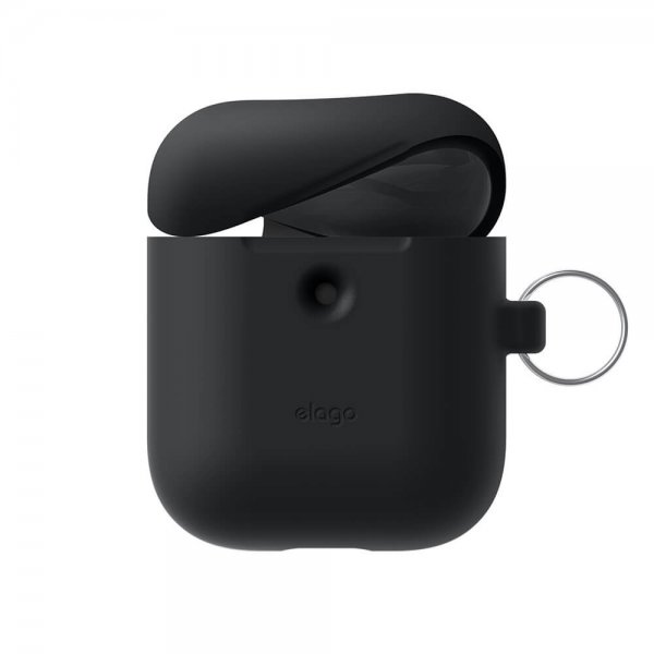 Elago AirPods 3 -silikonisuojakuori ripustusrenkaalla, musta