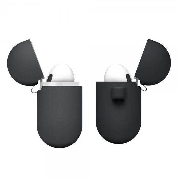 Elago AirPods 3 -silikonisuojakuori ripustusrenkaalla, musta