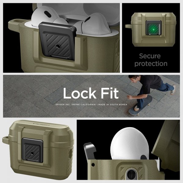 Spigen AirPods Pro 2 -kuori Lock Fit Vintage Khaki