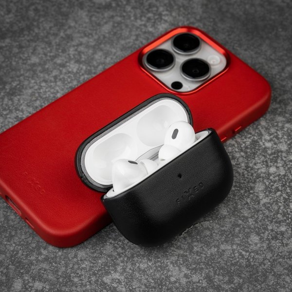 Kiinteät AirPods Pro 2 -kuoret PodsLeather MagSafe Musta
