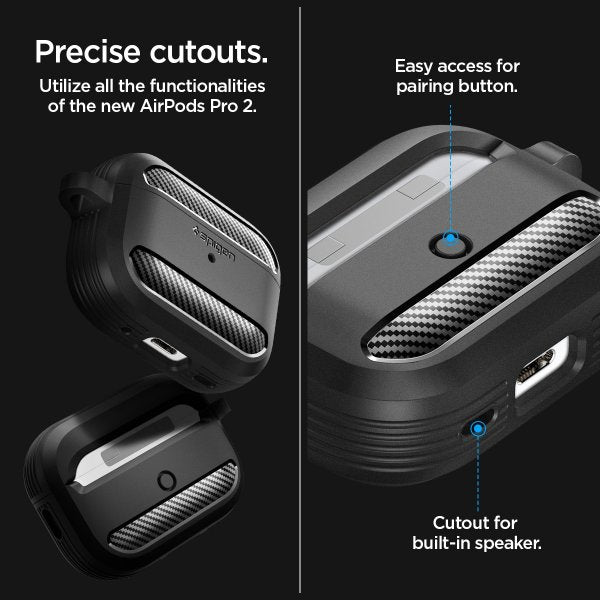 Spigen AirPods Pro 2 -kuoret Rugged Armor Matte Black