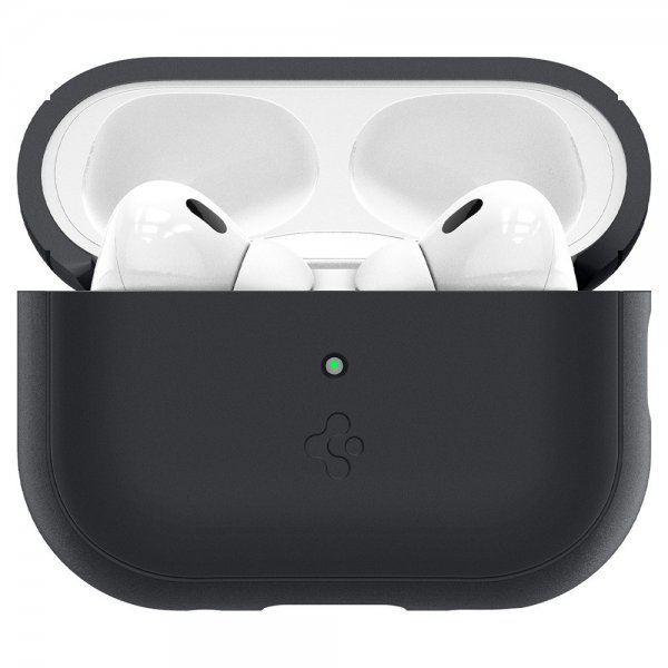 Spigen AirPods Pro 2 -kuoret, Silicone Fit + Strap, musta