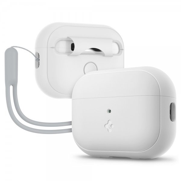Spigen AirPods Pro 2 -kuoret, Silicone Fit + Strap, valkoinen