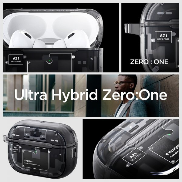 Spigen AirPods Pro 2 -kuori Ultra Hybrid Zero One MagFit, musta