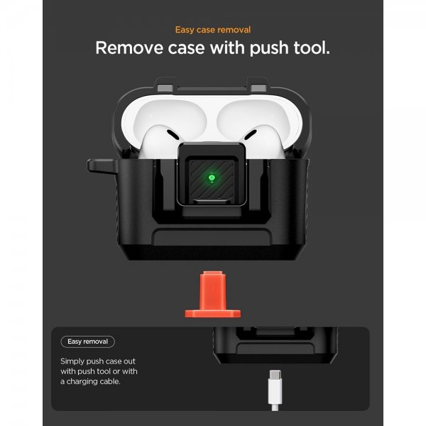 Spigen AirPods Pro 3 -kuoret Lock Fit Mattamusta
