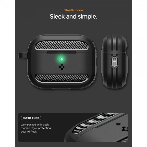 Spigen AirPods Pro 3 Rugged Armor -kuori, mattamusta