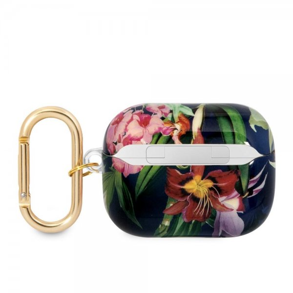 Guess AirPods Pro Kotelo Flower Print & Gold Hook Sininen