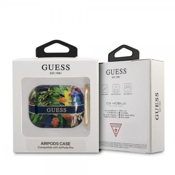 Guess AirPods Pro Kotelo Flower Print & Gold Hook Sininen