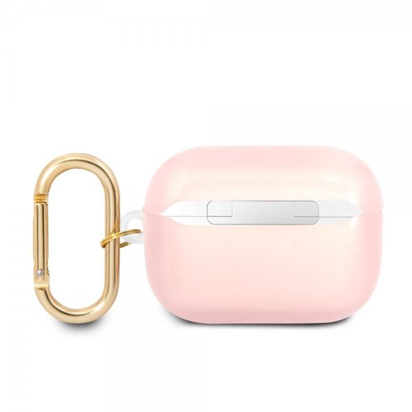 Guess AirPods Pro Kotelo Printed Stripe & Gold Hook Ruusu