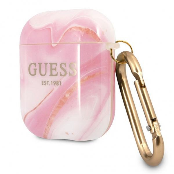Guess AirPods (1/2) Kuori Shiny Marble Pinkki