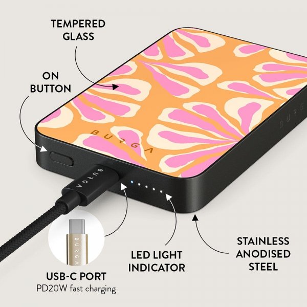 Burga Powerbank MagSafe 5000 mAh Aloha Metallinharmaa