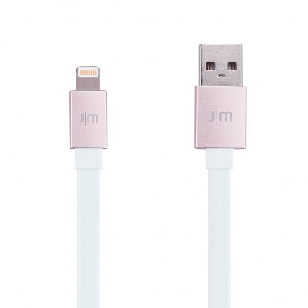 Just Mobile AluCable Flat USB-A/Lightning -kaapeli 1.2 m, ruusukulta