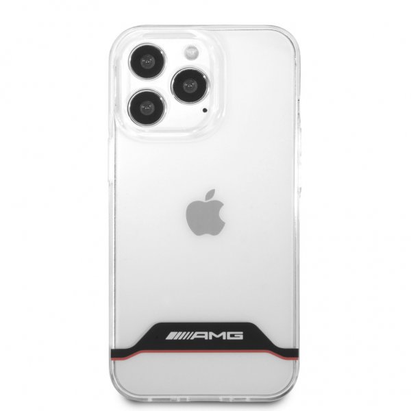 AMG iPhone 13 Pro Max -kuori, galvanoitu, vaakaraidoitettu, punainen, läpinäkyvä