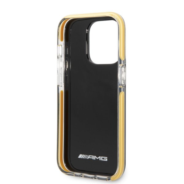 AMG iPhone 14 Pro Max -kuori logolla, musta-keltainen