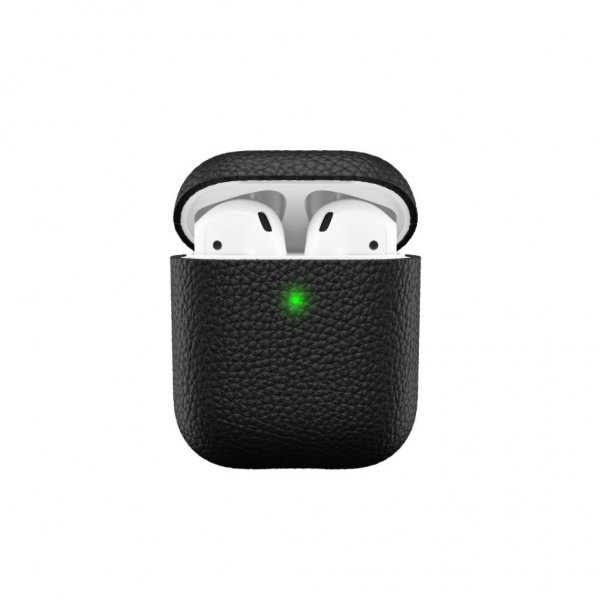 KeyBudz AirPods (1/2) Kotelo PodSkinz, aitoa nahkaa, musta