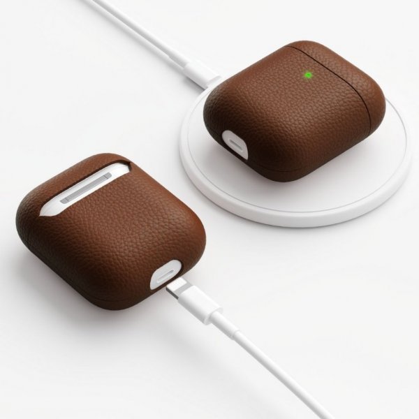 KeyBudz AirPods (1/2) Suojakuori PodSkinz Aito Nahka Ruskea