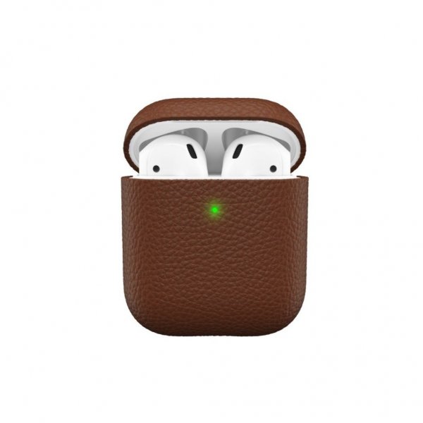 KeyBudz AirPods (1/2) Suojakuori PodSkinz Aito Nahka Ruskea