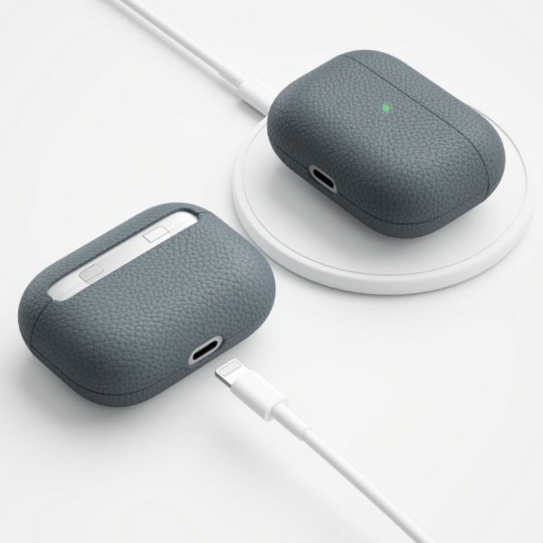 KeyBudz AirPods Pro -kotelo PodSkinz, aitoa nahkaa, liuskekivi