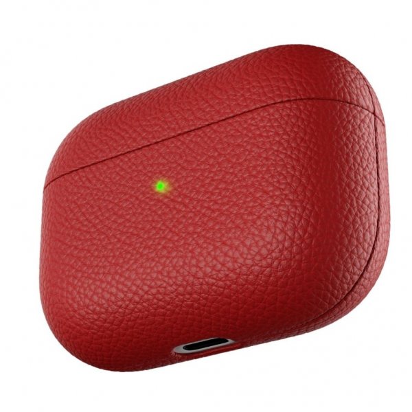 KeyBudz AirPods Pro -kotelo, PodSkinz, aitoa nahkaa, punainen