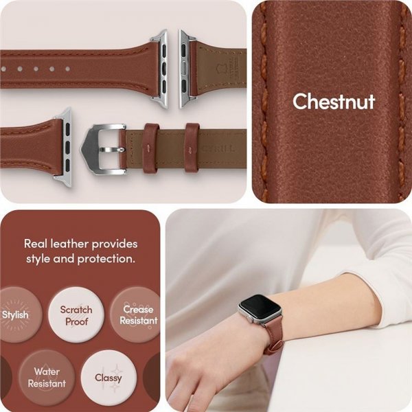 Spigen Apple Watch 38/40/41/42mm ranneke Kajuk Chestnut