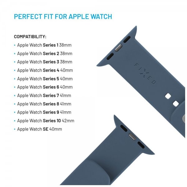 Kiinteä Apple Watch 38/40/41/42mm ranneke silikoni Sporty Strap vaaleansininen