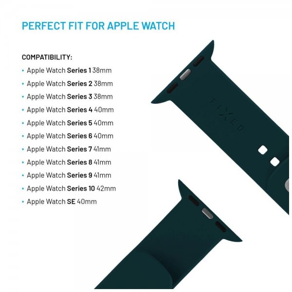 Kiinteä Apple Watch 38/40/41/42mm ranneke silikoni urheilullinen hihna tummanvihreä