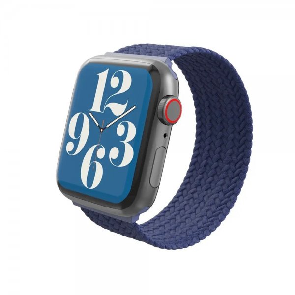 Gear4 Apple Watch 38/40/41/42mm ranneke, punottu, Large, tummansininen