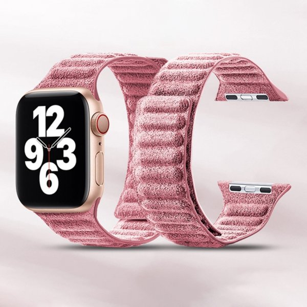 Apple Watch 38/40/41/42mm Mokkanahkaranneke, pinkki