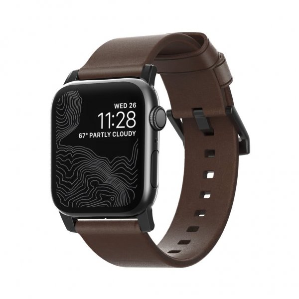 Nomad Apple Watch 38/40/41/42mm ranneke Modern Band Black Hardware Rustic Brown