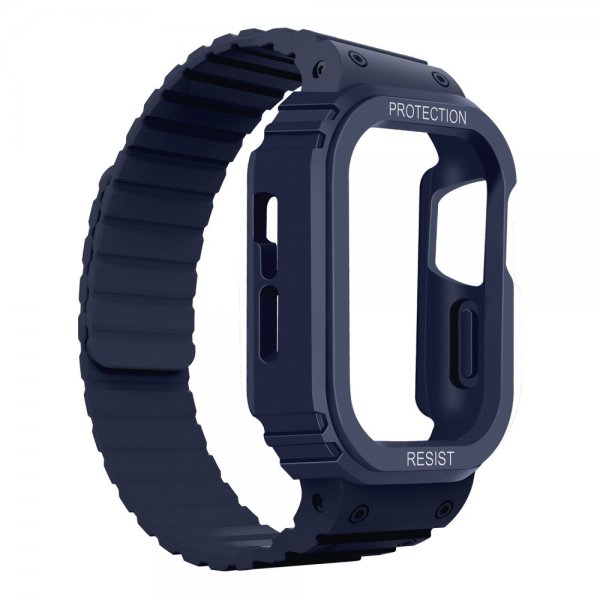 Apple Watch 40/41mm ranneke ja kuori, silikonia, magneettikiinnitys, sininen