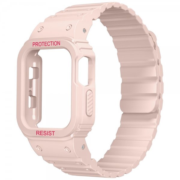 Apple Watch 40/41mm ranneke ja kuori, silikoni, magneettisuljenta, pinkki