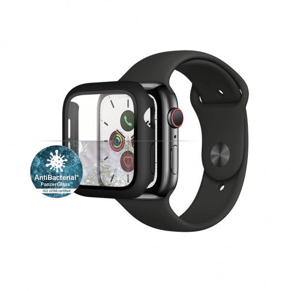 PanzerGlass Apple Watch 40mm (Series 4/5/6/SE) kuori ja näytönsuoja, täysi suoja, musta