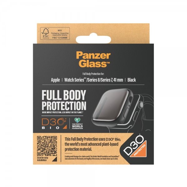 PanzerGlass Apple Watch 41mm Suojakuori ja Näytönsuoja Full Body Protector Musta